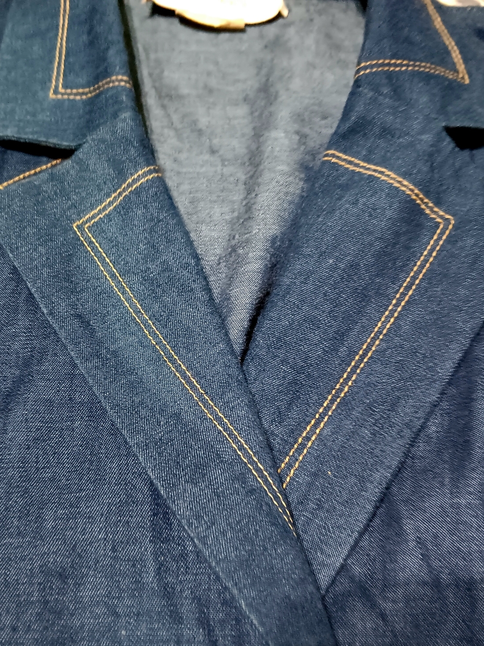 Vintage Megan Moore Size 6 One Button Women’s Denim Blazer Jacket Blue 80s - Picture 3 of 12